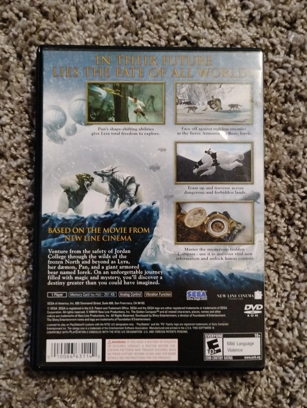The Golden Compass (Sony PlayStation 2, PS2) - Black Label - Disc + Case